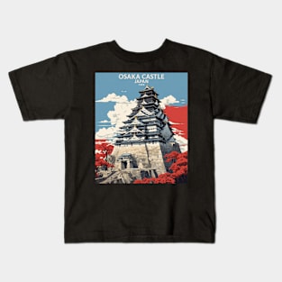 Osaka Castle Japan Vintage Poster Tourism Kids T-Shirt